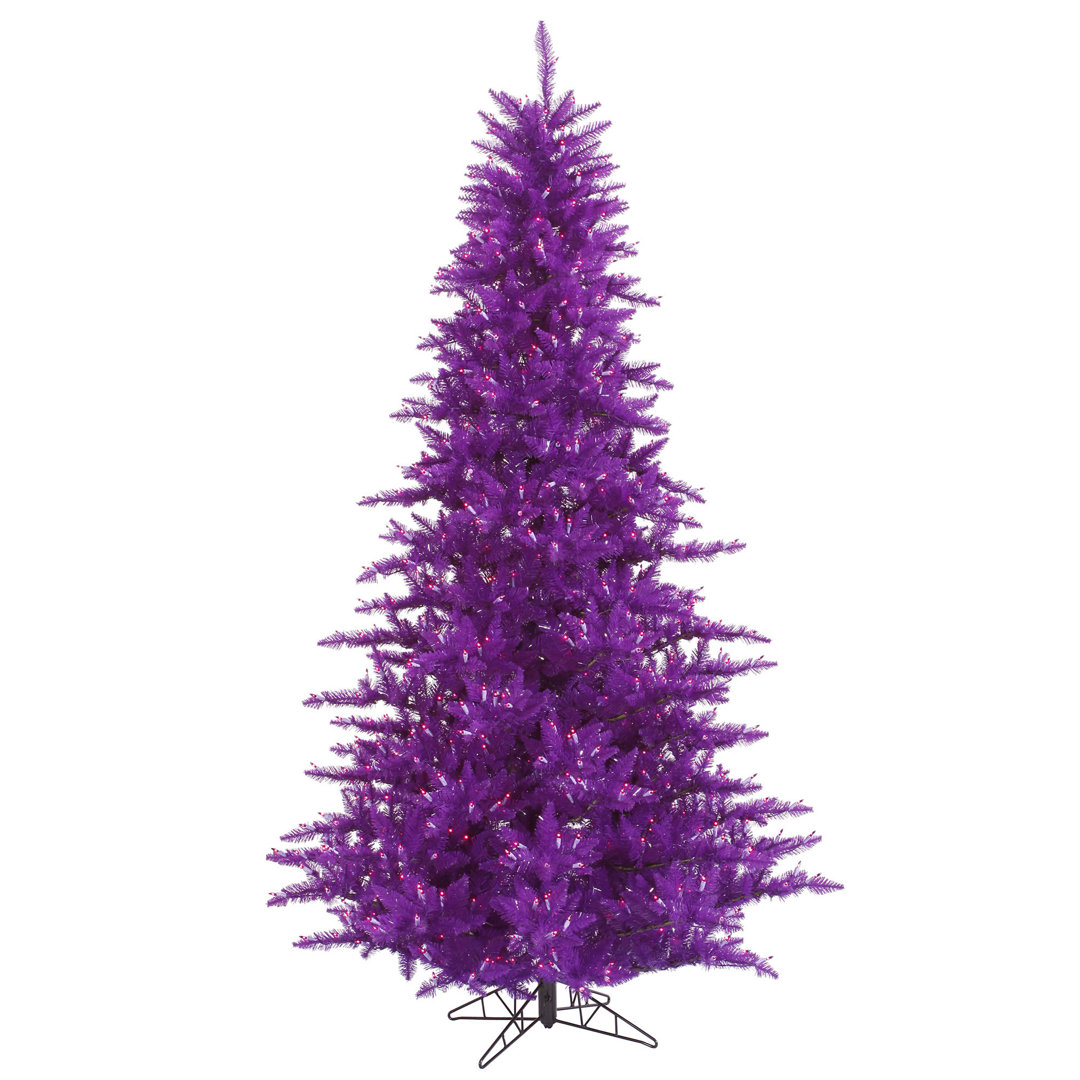 Purple Fir Artificial Christmas Tree with LED Purple Lights with Stand Millwood Pines 
