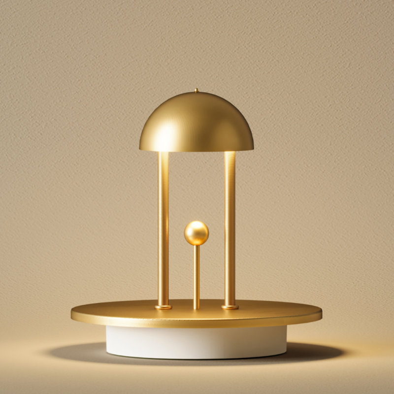 JINGLE 5.7" Rechargeable Small Table Lamp, Brushed Brass Cordless Night Light, 4-Level Dimmable USB Bedside Lamp with 2000mAh Battery for Bedroom, Living Room, Dining, Office Decor