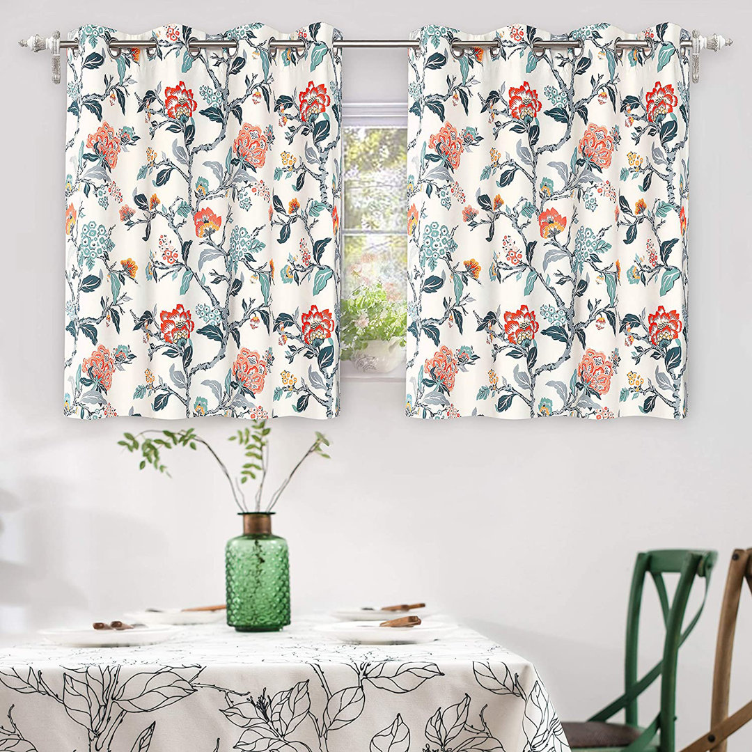 Yother Floral Room Darkening Thermal Grommet Curtain Panels (Set of 2) Canora Grey Size per 
