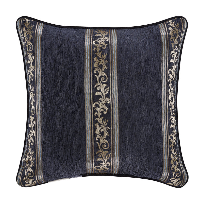 Indigo Damask 20" Square Woven Throw Pillow