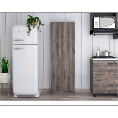 Buxton Rectangle 2-Door Storage Tall Cabinet Dark Brown and Black Wengue