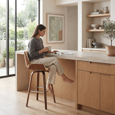 Tabouret de bar en similicuir et bois Journeigh