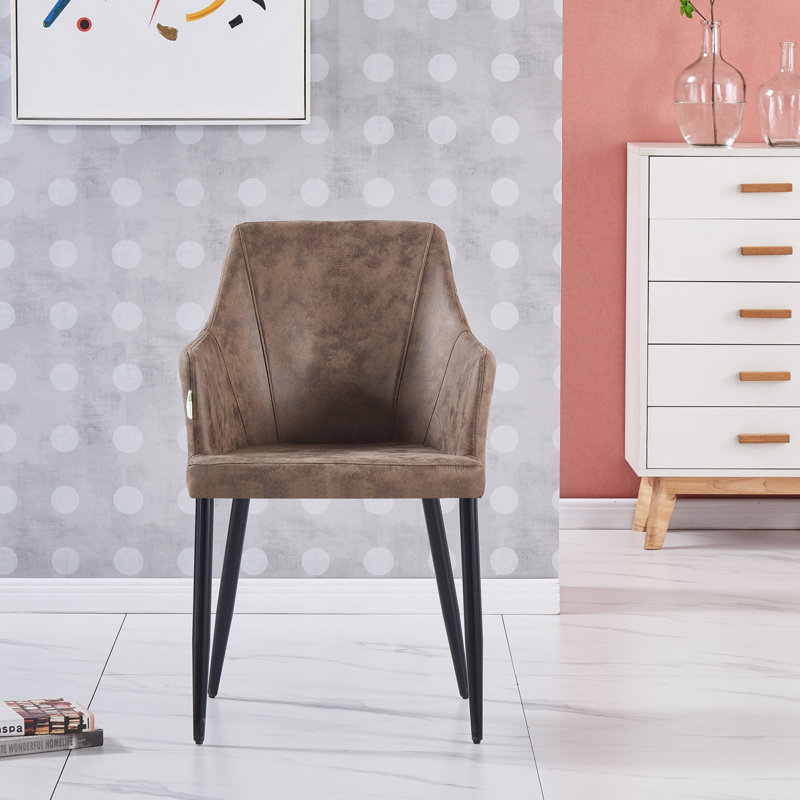 Lehmann Faux Leather Dining Chairs - Ergonomic back with Strong Metal Legs - Modern Armchair for Dining Room Living Room Restaurants
