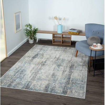 Lillith Machine Woven Beige/Blue/Grey Indoor Rug