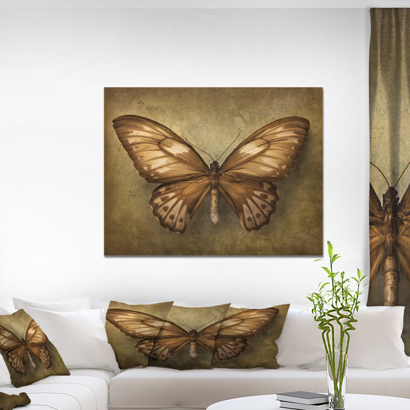 Papillon rétro-reproduction d’art, H 20 po x l 20 po x P 1 po, Toile tendue