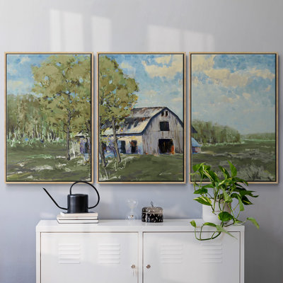 " Autumn Barn V30 " 3 - Pieces Painting Print