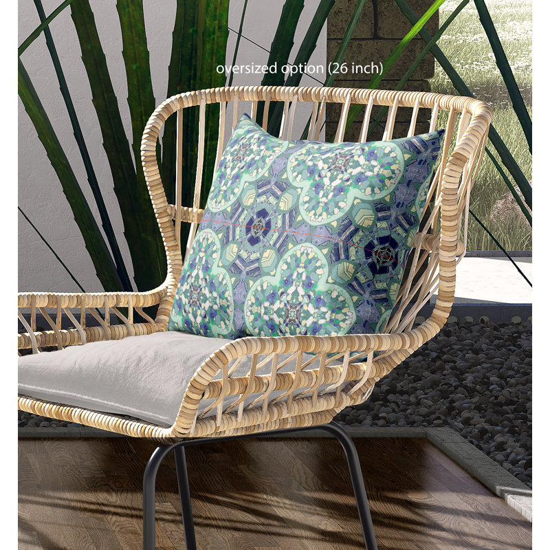 Housse de coussin carré et insert, 20 po X 20 po, Turquoise clair / bleu