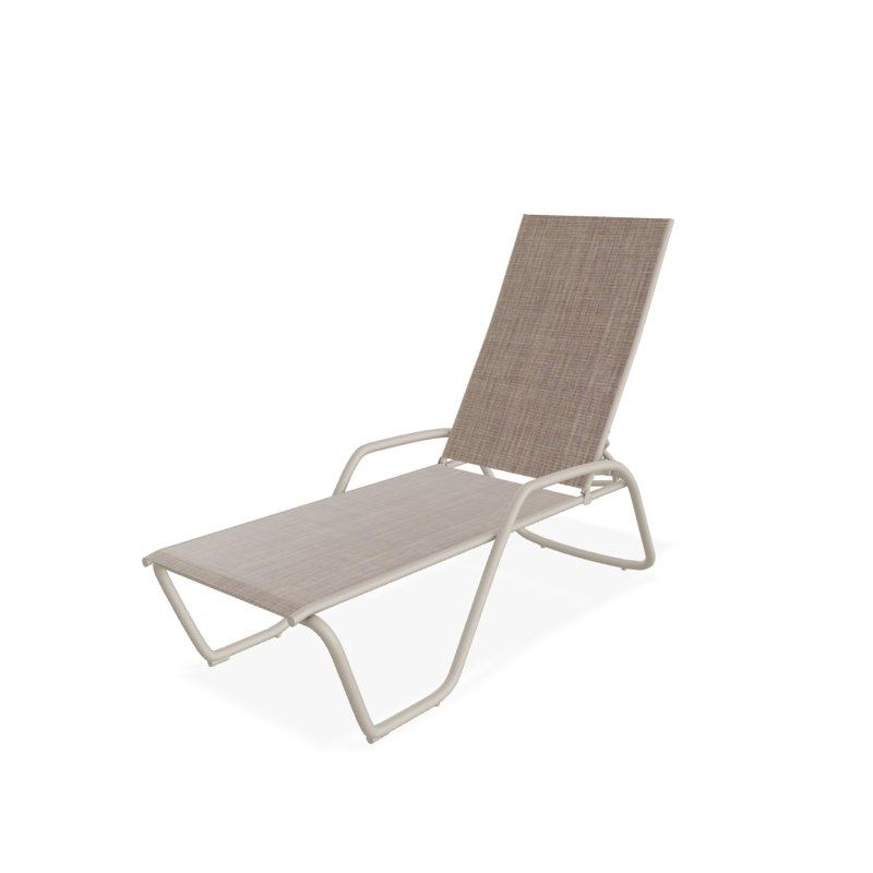 Outdoor Rust-Resistant Metal Chaise Lounge, Textured Desert, Augustine Fennel Sunbrella®