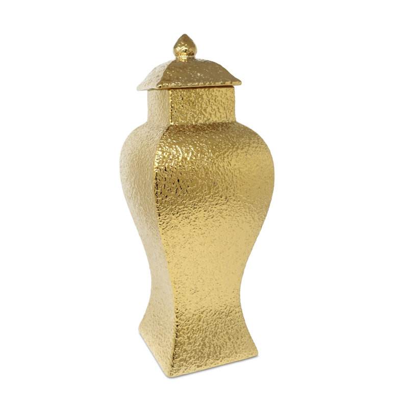 Hammered Gold Ginger Jar, 19" H x 7" W