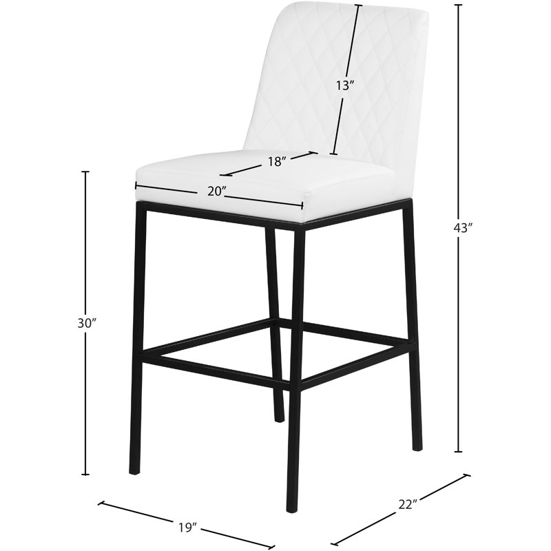 Tabouret 30 "Bryce, Cuir végétalien blanc