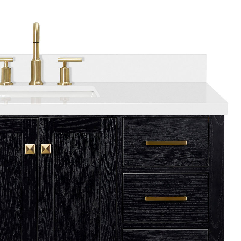 Ensemble de meuble-lavabo simple 48 po Grevera, Chêne noir, Rectangular