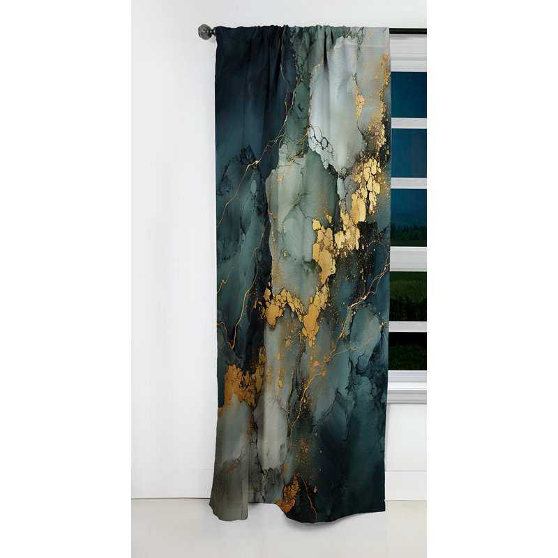 Cayer - Abstract Marble Marble Blackout Curtain - 1 Panels, 52" W x 63" L