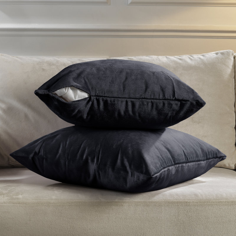 Matte Velvet Pillow Cover, 16" x 16", 69 Eigengrau