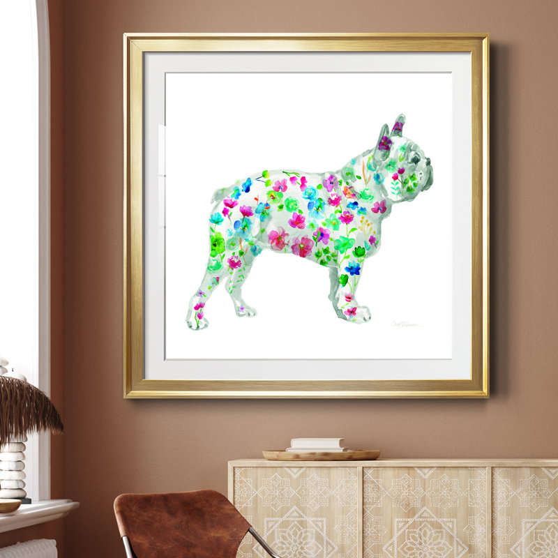 Tapisserie «French Bul» - peinture encadrée, H 34,5 po x l 34,5 po x P 1,5 po, Papier encadré doré