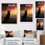 Loup jaune hurlant au coucher du soleil - loup, art mural-100407892-134121377