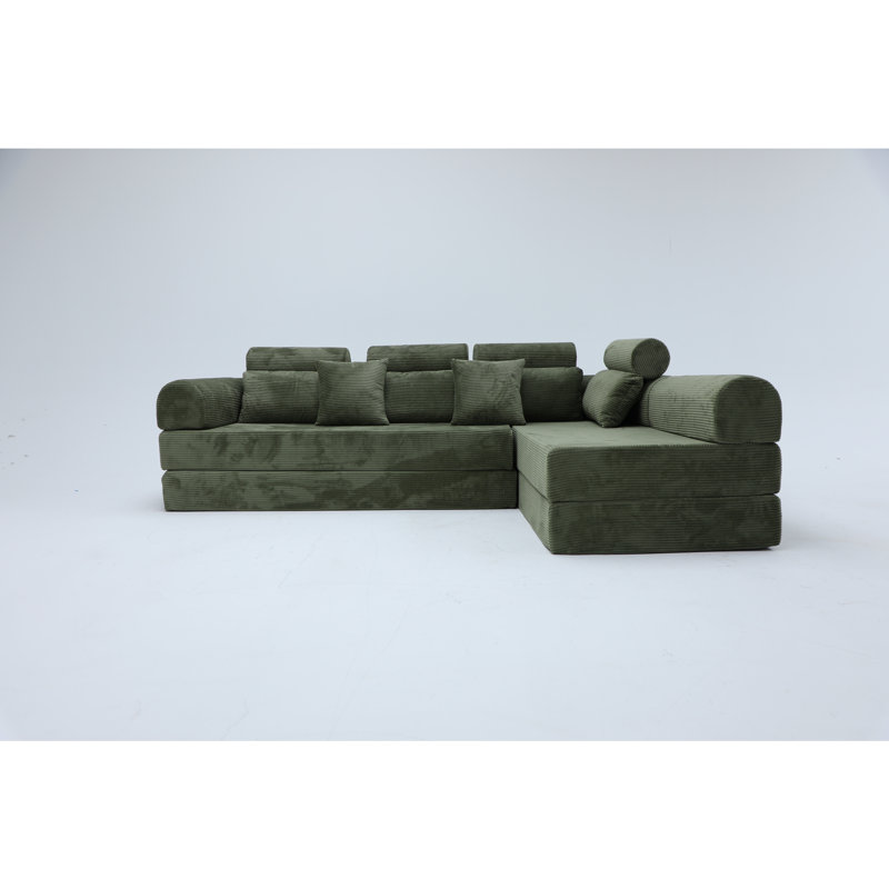 Canapé modulaire en L, Vert grisâtre