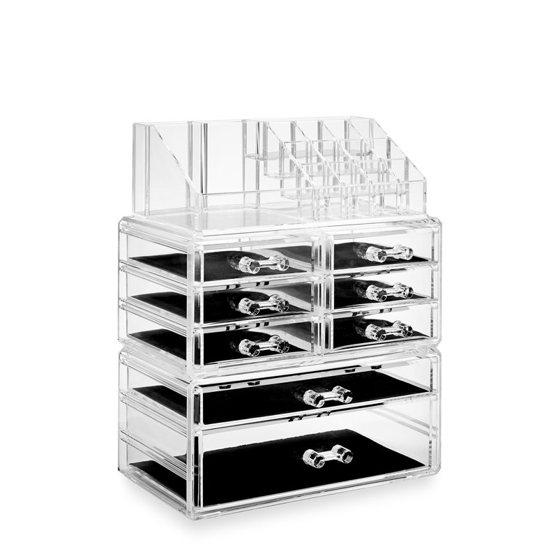 Clear Acrylic 16 Compartment Makeup and Jewelry Organizer