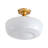 1-Lamp Round milky white glass dimmable iron ceiling light