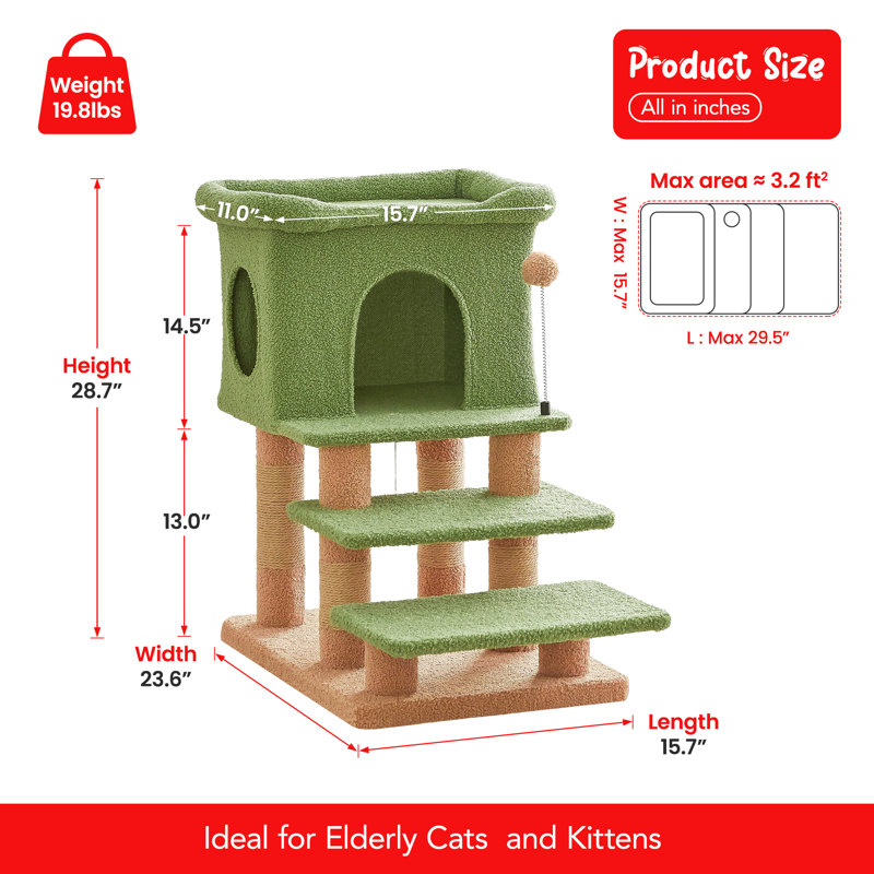 Tour pour arbre à chat 28,7 po, Vert