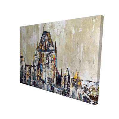 Abstract Château Frontenac Canvas | Building Cities Blue Decor
