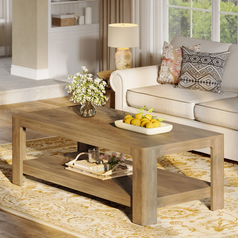2-tier Coffee Table, 47.24" Rectangle Living Room Tables