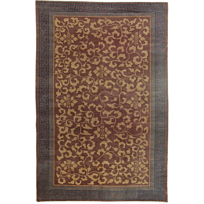 Tapis vintage en laine rouille beige / gris / brun fait à la main de style Art déco rétro Mid-Century 20 pi 9 po x 14 pi