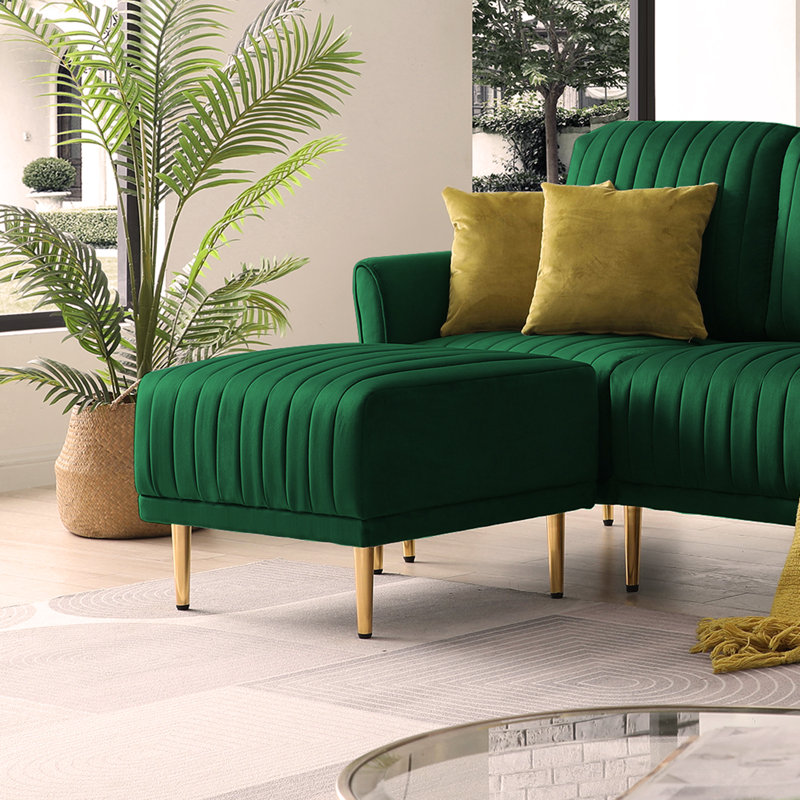 Banc repose-pieds pour grands canapés ou canapés de salon en velours vert