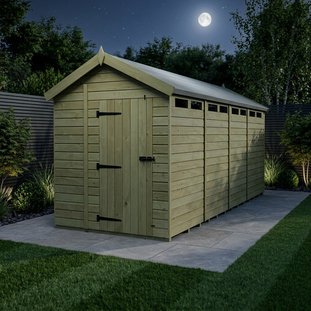 Total Sheds 6ft x 17ft Security Apex Shed - Heavy-Duty Hasp Staple Anti-Tamper - Pressure Treated Timber - UK Manufactured