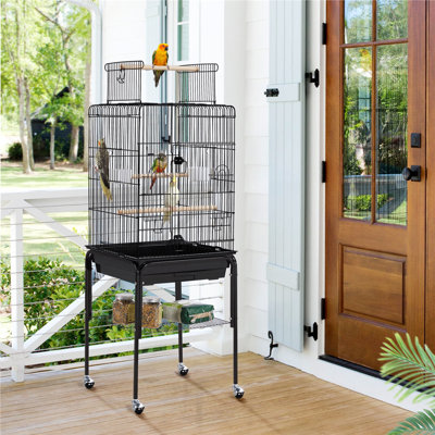 136cm Iron Play Top Floor Bird Cage with Wheels