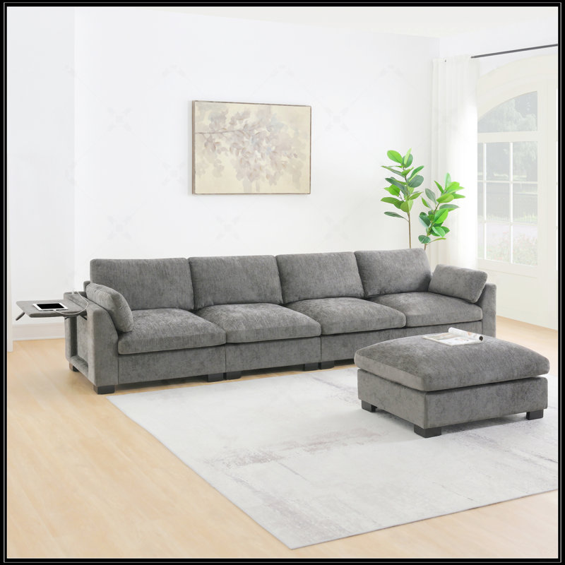 130" Modular Sectional Sofa, Charcoal