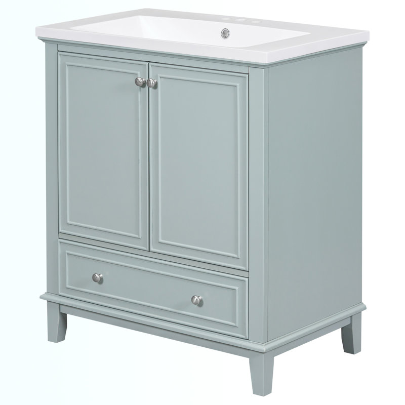 Shritan 30'' Single Bathroom Vanity with Ceramic Top, Green