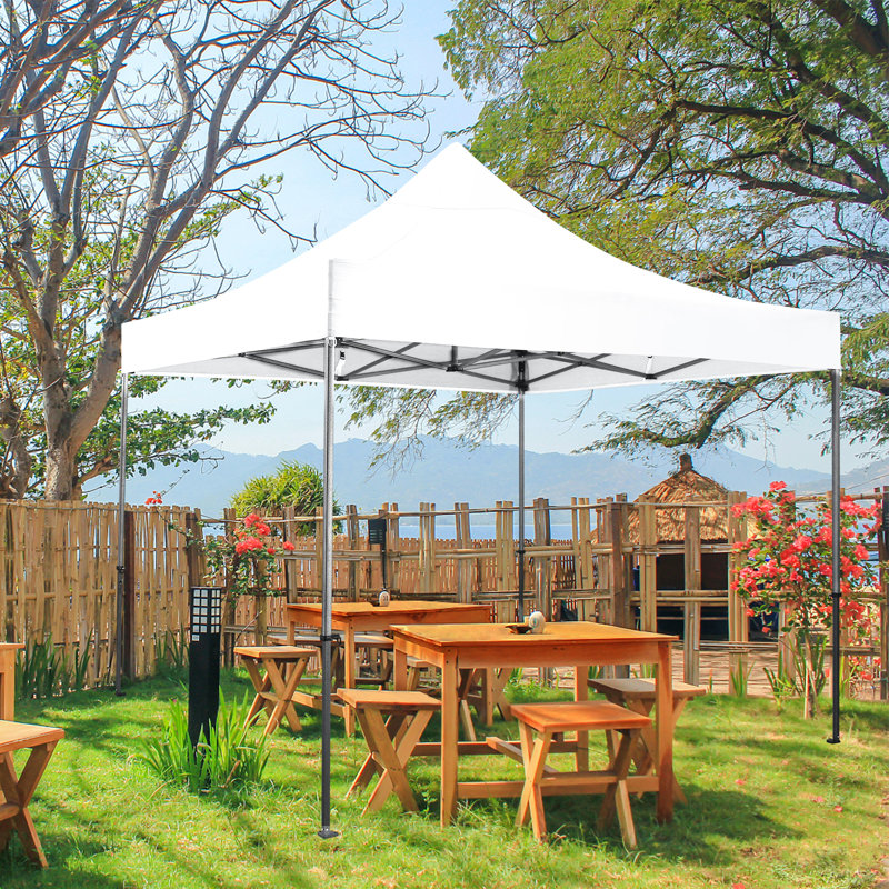 White 10x10 Heavy Duty Pop-Up Canopy Tent with Sidewalls
