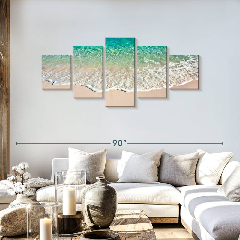 Vagues bleu azaline, H 30 po x l 68 po