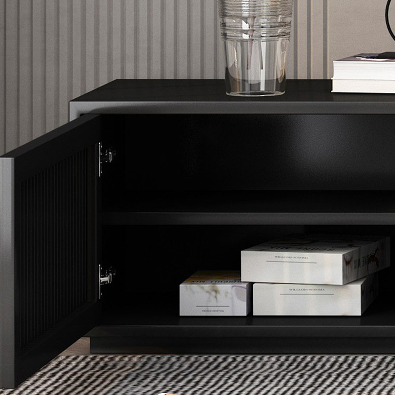 Crédence de rangement moderne 86,6 po, Noir, L 86,61 po x H 16,53 po x P 16,14 po