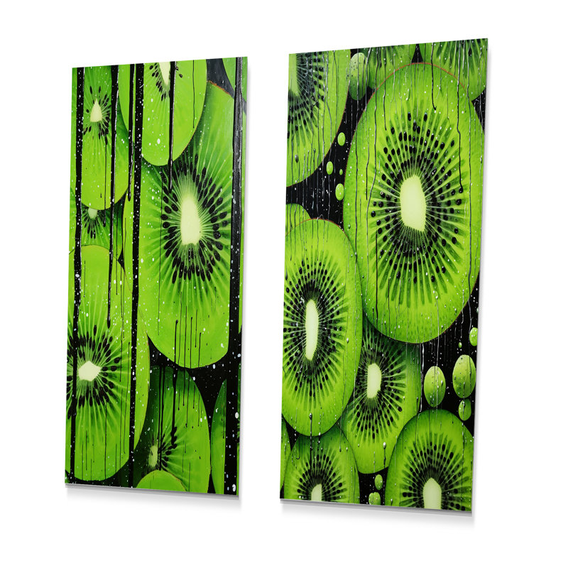 Ensemble de 2 décorations murales en métal Emerald Ensemble Kiwi, H 28 po x l 24 po