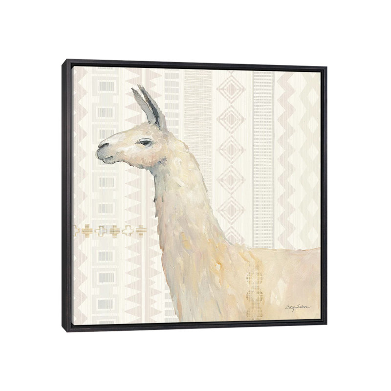 «Llama Land III» par Avery Tillmon - reproduction, Aucun mat, H 18 po x l 18 po x 1,5 po, Toile encadrée noir délavé