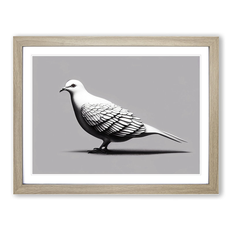 Blessed Dove Bird - Framed Print, Oak, 46cm H x 64cm W x 2cm D