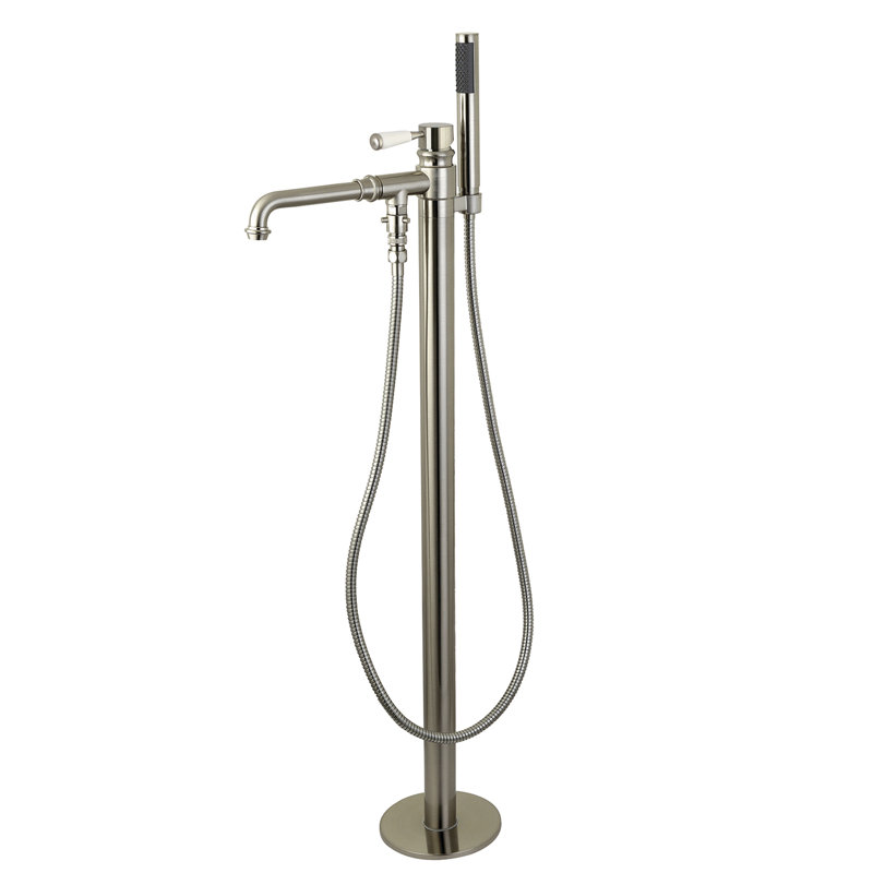 Robinet de baignoire autoportant à 1 trou avec douche à main Kingston Brass Paris, Nickel brossé