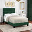 Lit simple en velours vert transitionnel Leandro, H 45,51 po x l 42,79 po x L 80,02 po