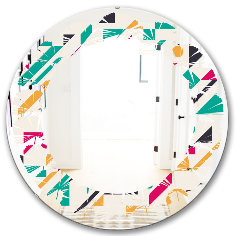 Ensemble de meuble-lavabo Miroir mural moderne et contemporain sans cadre à motif de feuilles géométriques, 23,6 po x 23,6 po