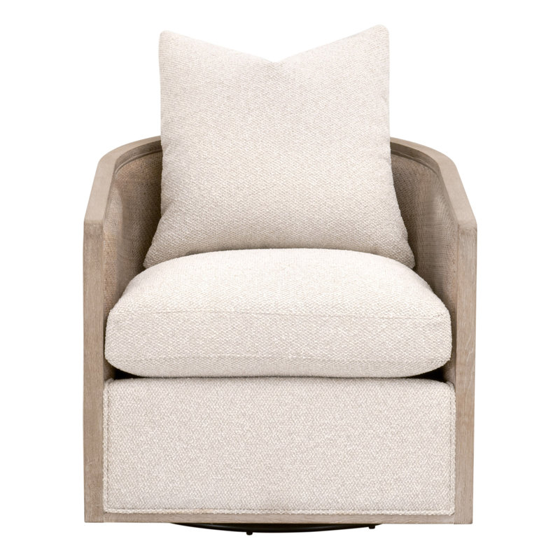 Fauteuil club pivotant Noda, Bois beige