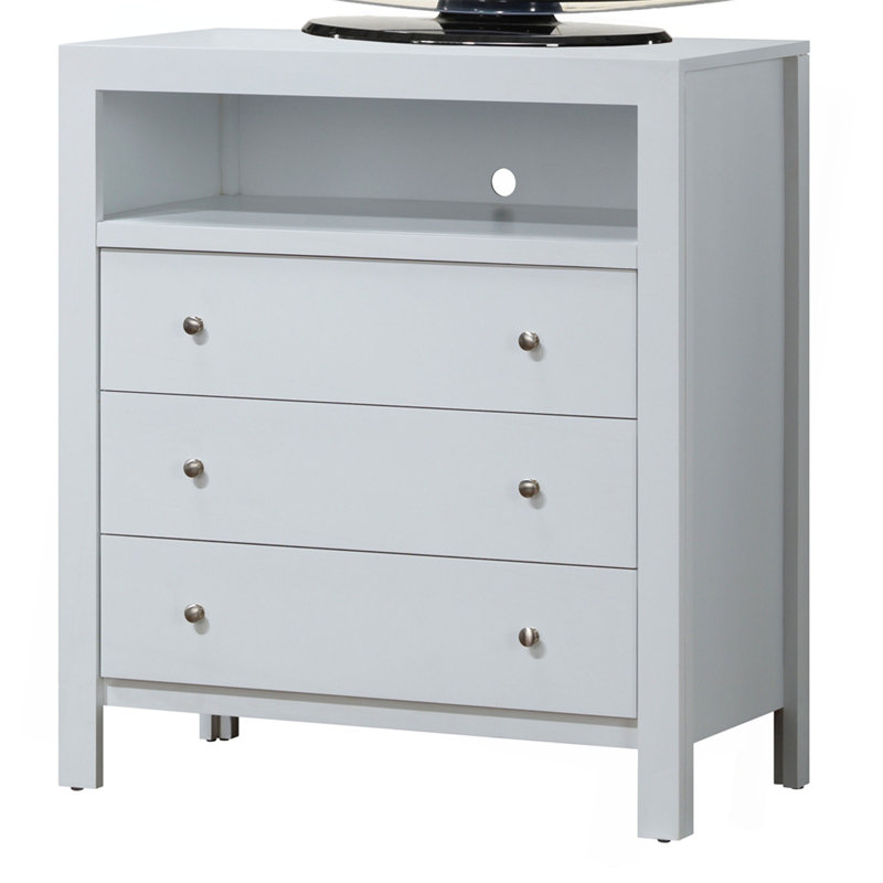 Elegant  Transitional Media Chest, White