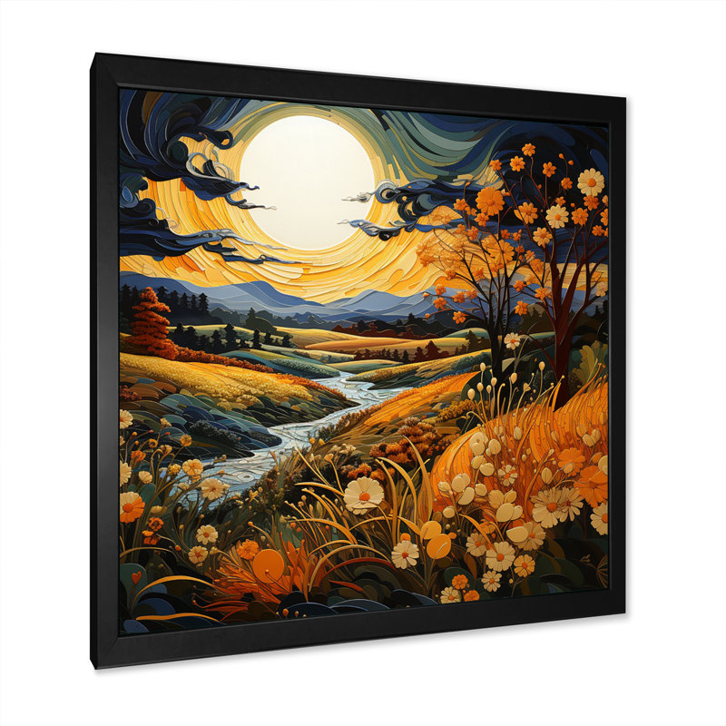 Prayies Serenity Pointillism I - impression, H 24 po x l 24 po x P 1 po, Cadre simple noir