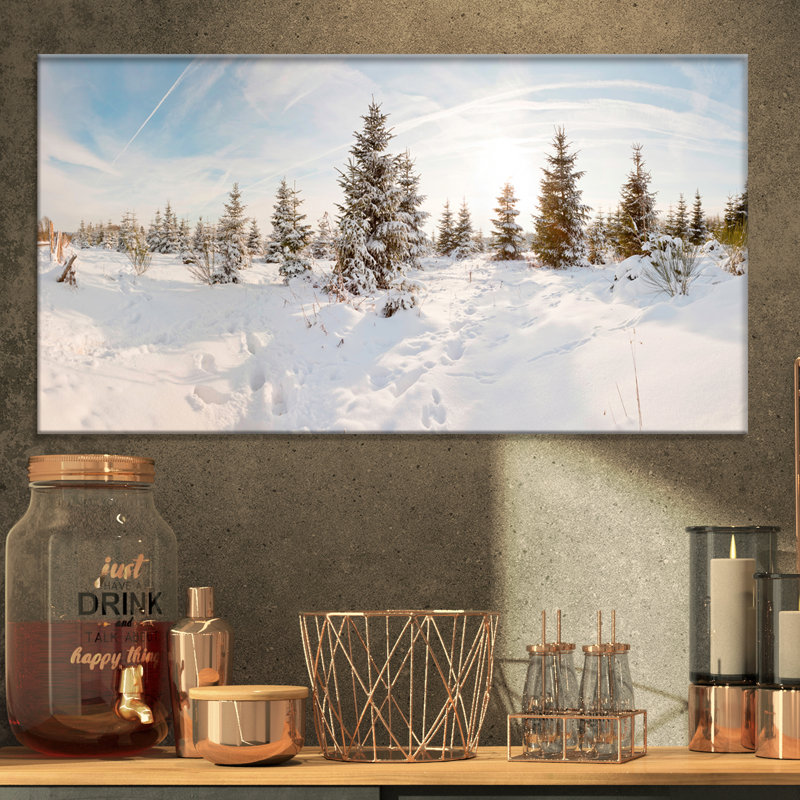 « panoramique shot winter snow », reproduction de photo sur toile tendue paysages, H 16 po x l 32 po x P 1 po