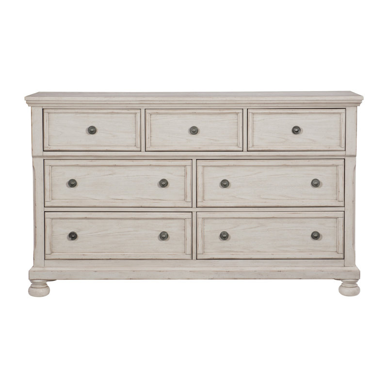 Commode à 7 tiroirs de style moderne et contemporain, pour chambre à coucher, Blanc, Commode Only