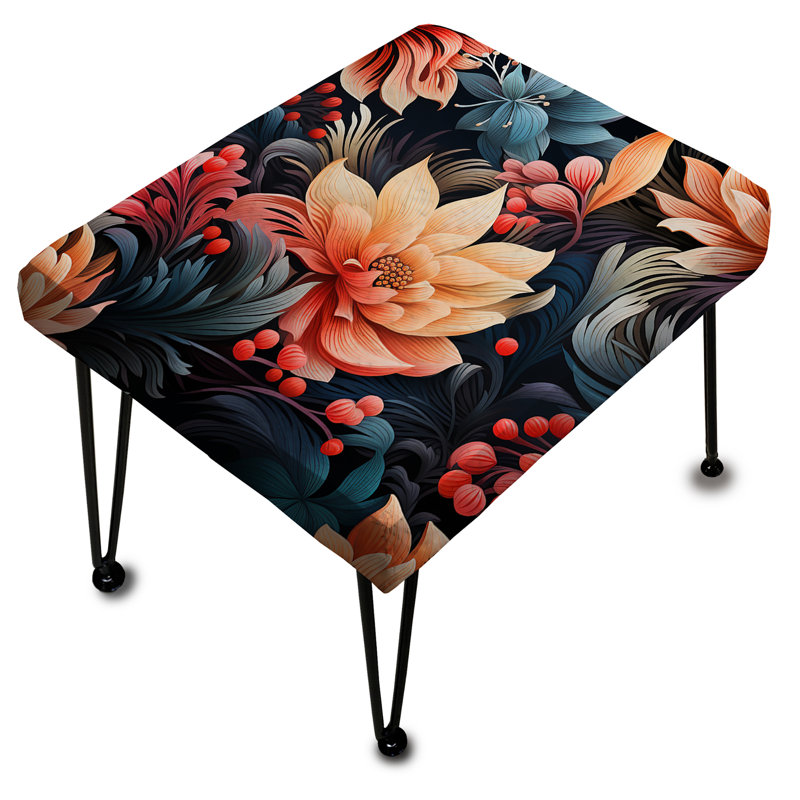Nostalgie rétro motif floral - repose-pieds rectangulaire floral