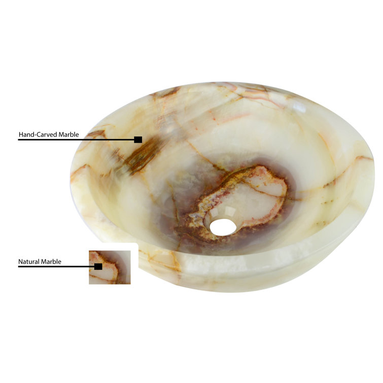 SNK-RD-MG-S Handmade Marble Onyx Bathroom Sink, 16”, Round Vessel Sink