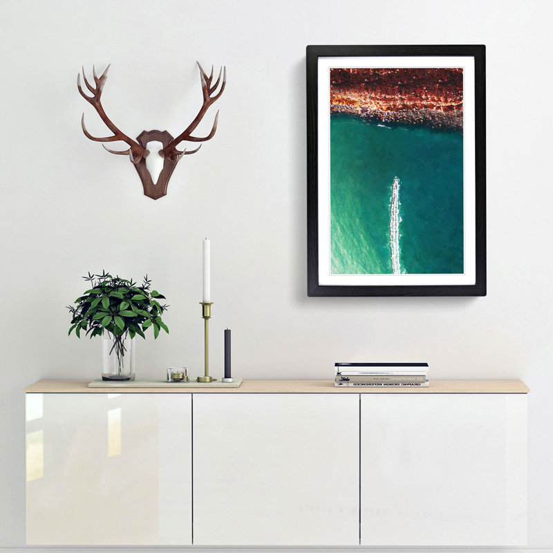 Boat in Abstract - Picture Frame Graphic Art Print, 36cm H x 27cm W x 2cm D, Black Framed