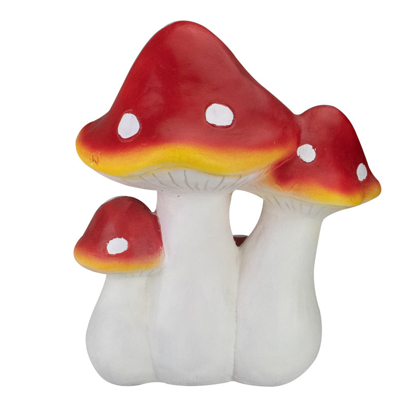 Décoration de jardin champignon blanc et rouge 16,75 po peint à la main