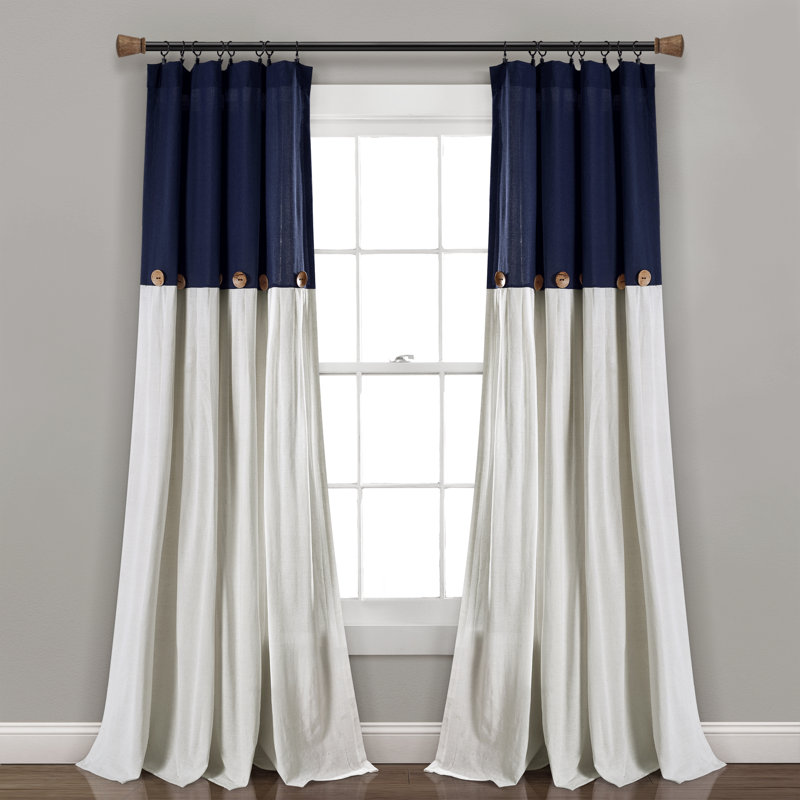 Semi Sheer Curtain Single Panel, Width 102 x Drop 305 cm, Navy